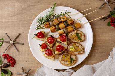 Entrées et canapés de Noël végans